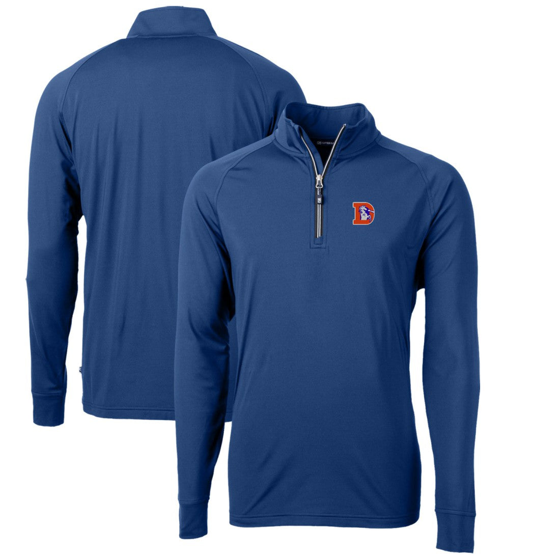 Denver Broncos Cutter & Buck Adapt Eco Knit Stretch Recycled Big & Tall Quarter-Zip Throwback Pullover Top - Royal outlet