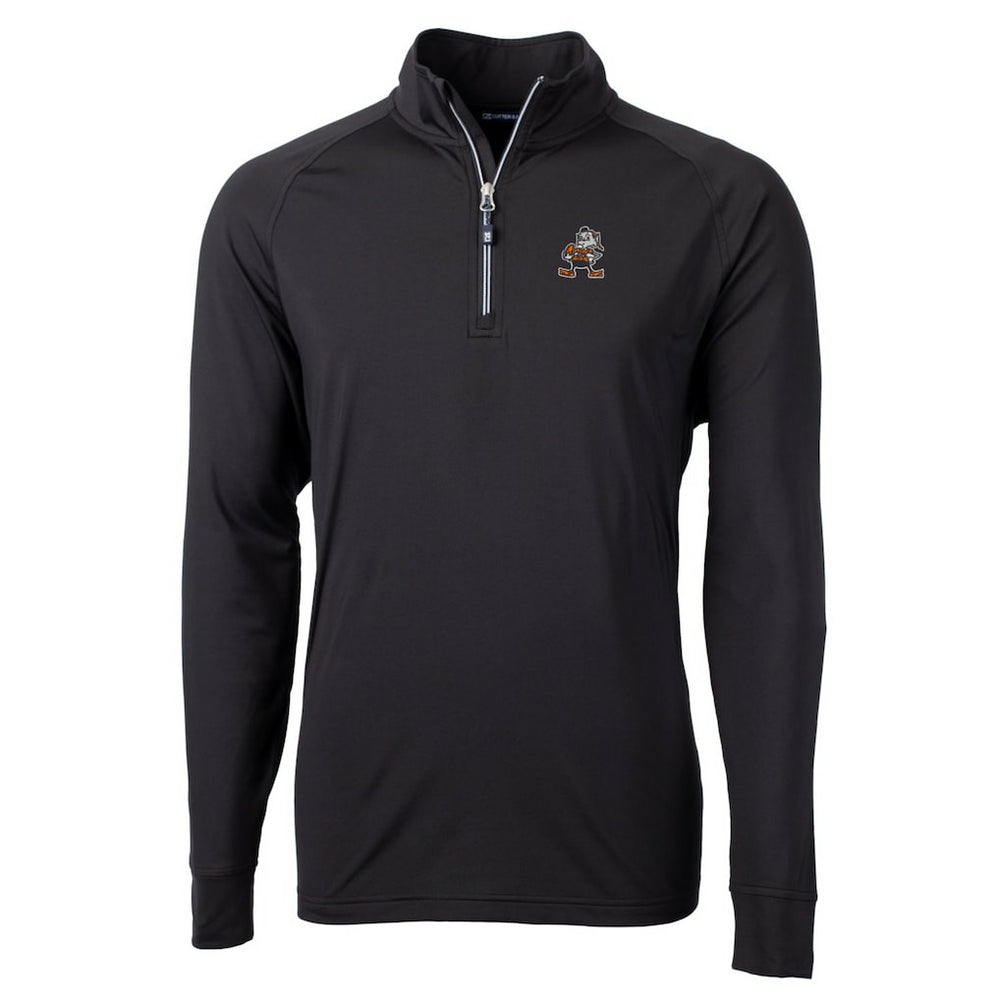 Cleveland Browns Cutter & Buck Adapt Eco Knit Stretch Recycled Big & Tall Quarter-Zip Throwback Pullover Top - Black outlet
