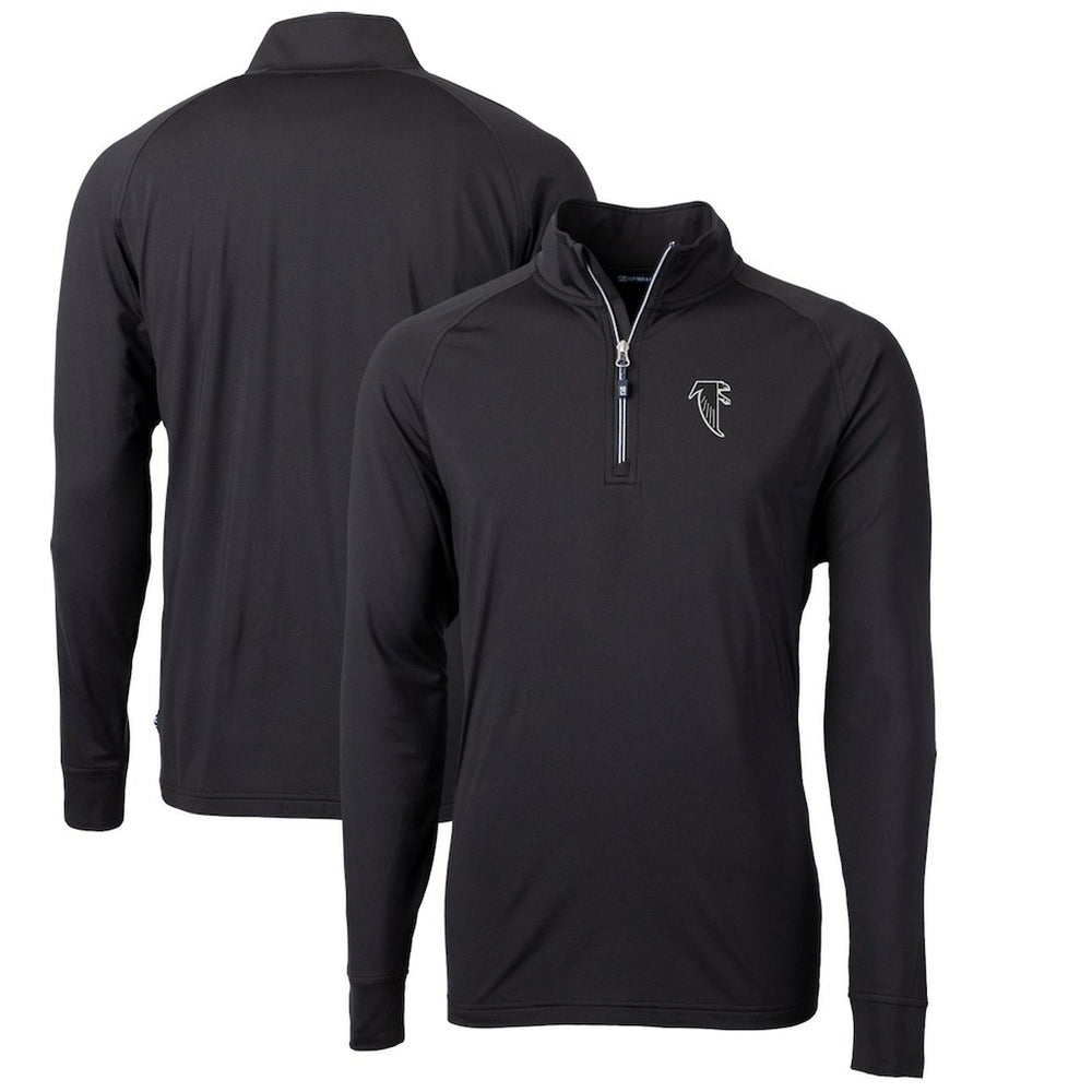 Atlanta Falcons Cutter & Buck Adapt Eco Knit Stretch Recycled Big & Tall Quarter-Zip Throwback Pullover Top - Black cheap
