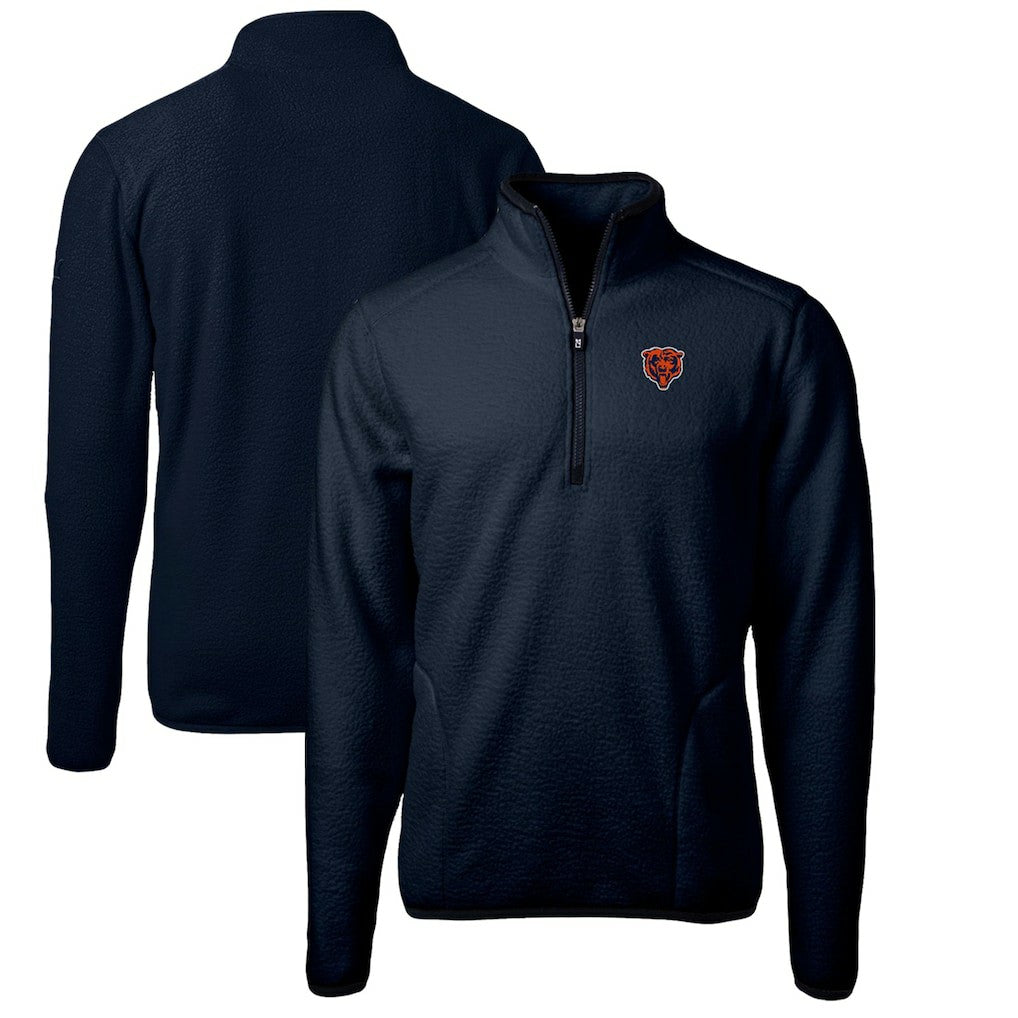 Chicago Bears Cutter & Buck Cascade Eco Sherpa Fleece Big & Tall Quarter-Zip Throwback Jacket - Navy sale