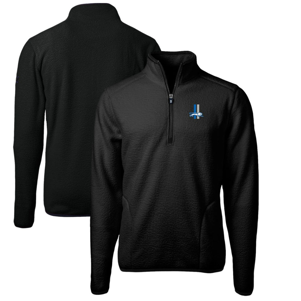 Detroit Lions Cutter & Buck Cascade Eco Sherpa Fleece Big & Tall Quarter-Zip Throwback Jacket - Black cheap