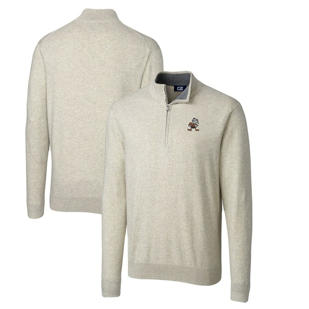 Cleveland Browns Cutter & Buck Throwback Logo Lakemont Tri-Blend Big & Tall Quarter-Zip Pullover Sweater - Oatmeal sale