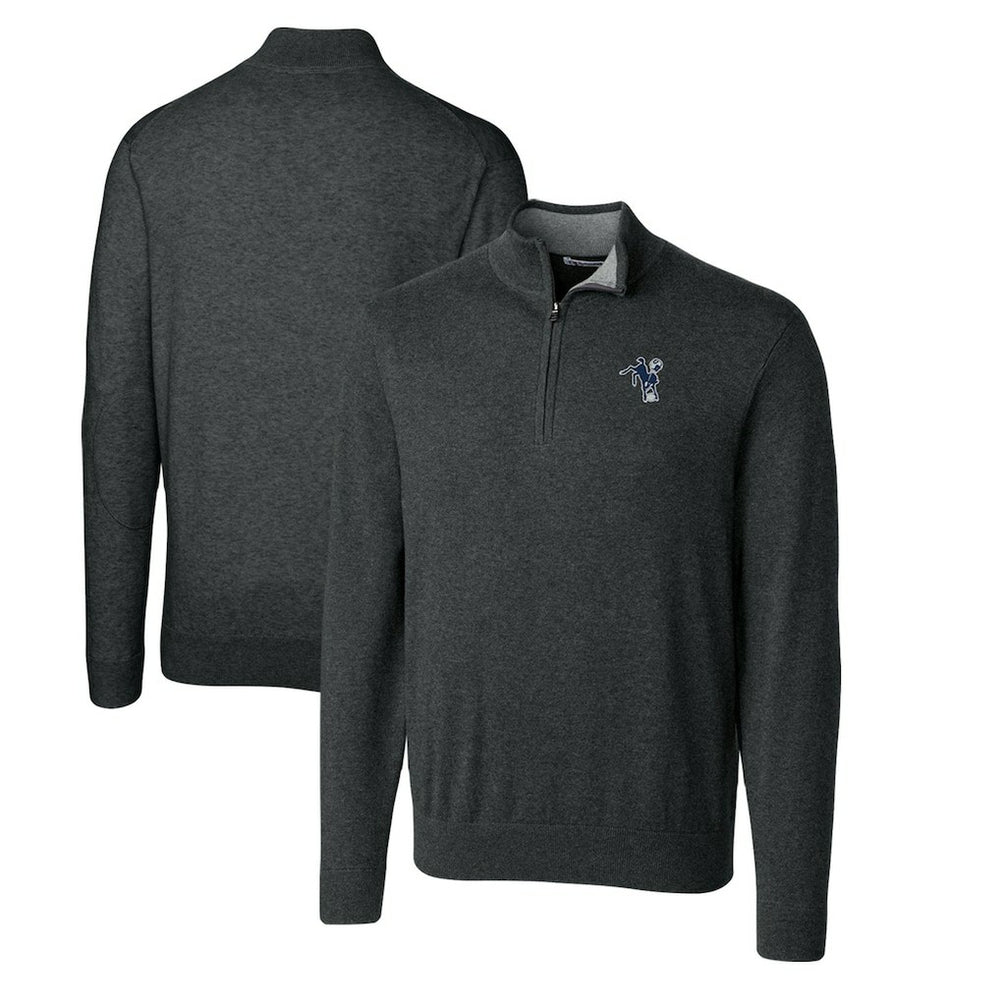 Indianapolis Colts Cutter & Buck Throwback Logo Lakemont Tri-Blend Big & Tall Quarter-Zip Pullover Sweater - Heather Charcoal discount