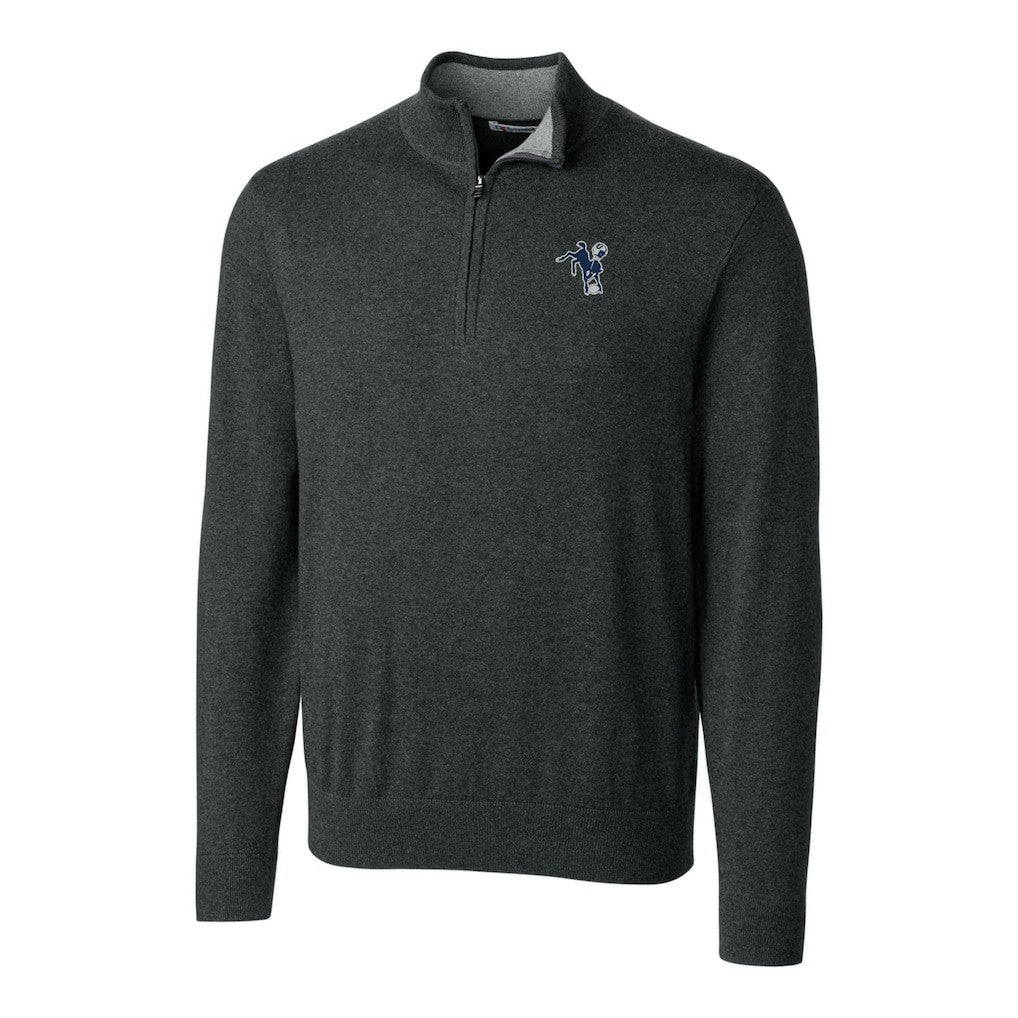 Indianapolis Colts Cutter & Buck Throwback Logo Lakemont Tri-Blend Big & Tall Quarter-Zip Pullover Sweater - Heather Charcoal discount