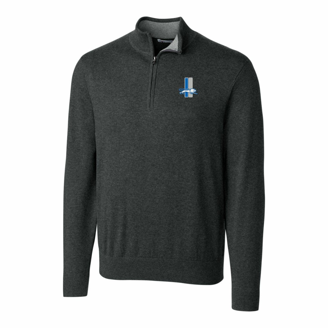 Detroit Lions Cutter & Buck Throwback Logo Lakemont Tri-Blend Big & Tall Quarter-Zip Pullover Sweater - Heather Charcoal for sale