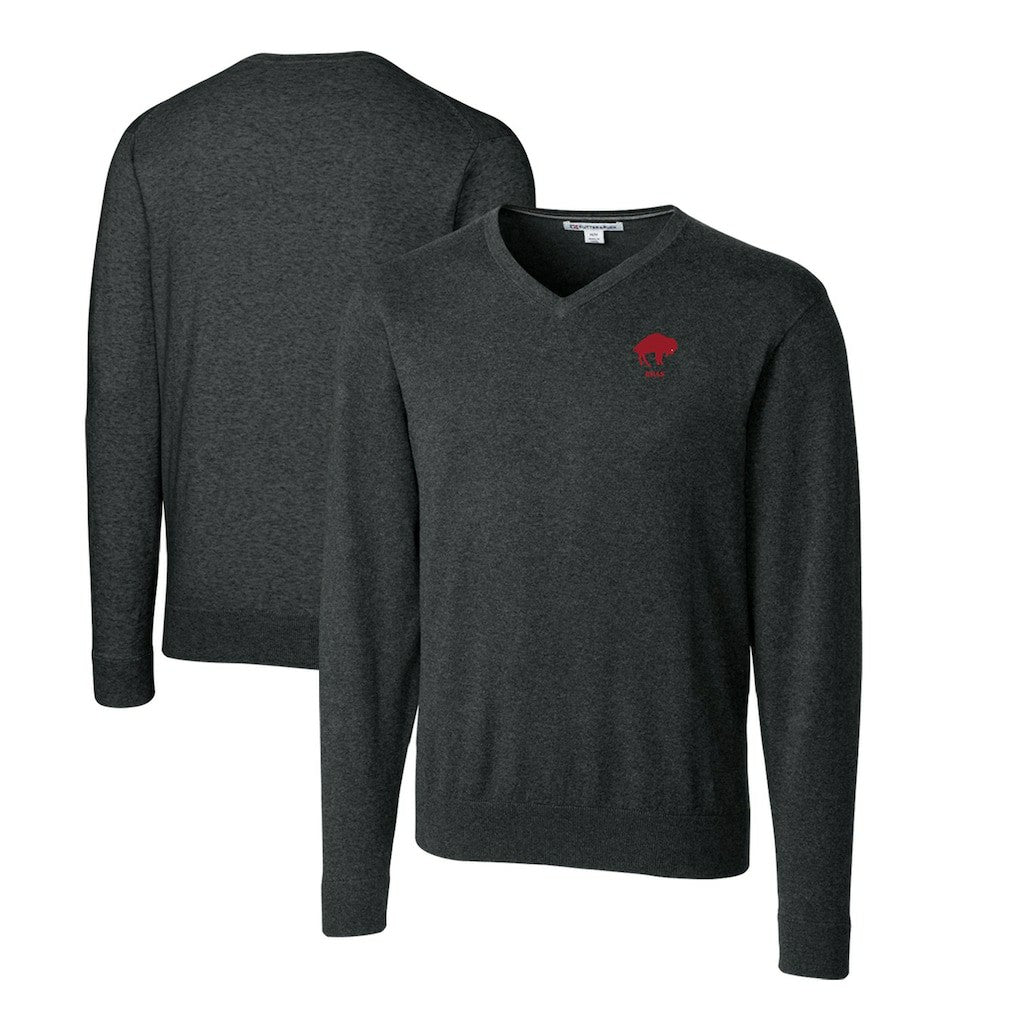 Buffalo Bills Cutter & Buck Throwback Logo Lakemont Tri-Blend Big & Tall V-Neck Pullover Sweater - Heather Charcoal for sale