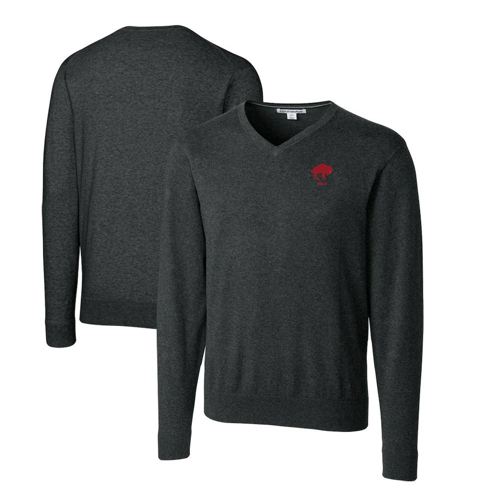 Buffalo Bills Cutter & Buck Throwback Logo Lakemont Tri-Blend Big & Tall V-Neck Pullover Sweater - Heather Charcoal for sale