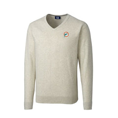 Miami Dolphins Cutter & Buck Throwback Logo Lakemont Tri-Blend Big & Tall V-Neck Pullover Sweater - Oatmeal on sale