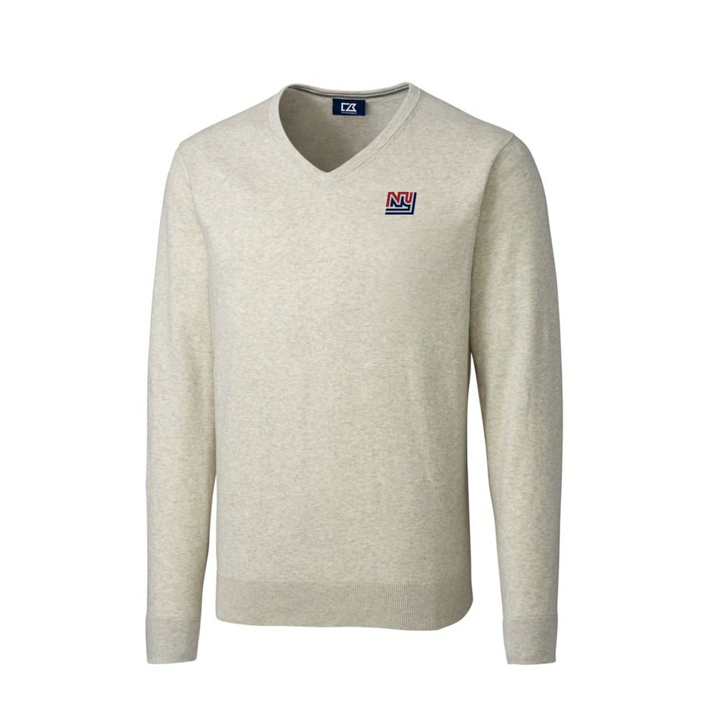 New York Giants Cutter & Buck Throwback Logo Lakemont Tri-Blend Big & Tall V-Neck Pullover Sweater - Oatmeal cheap