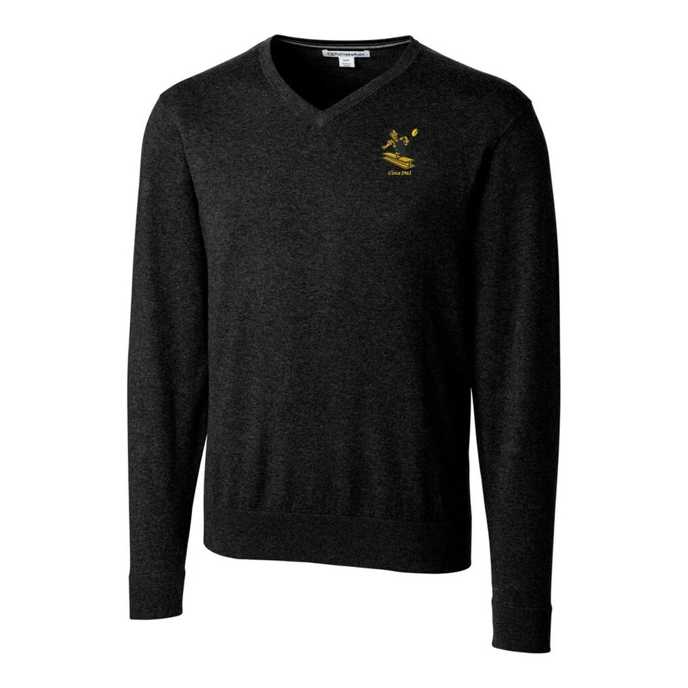 Pittsburgh Steelers Cutter & Buck Throwback Logo Lakemont Tri-Blend Big & Tall V-Neck Pullover Sweater - Black discount
