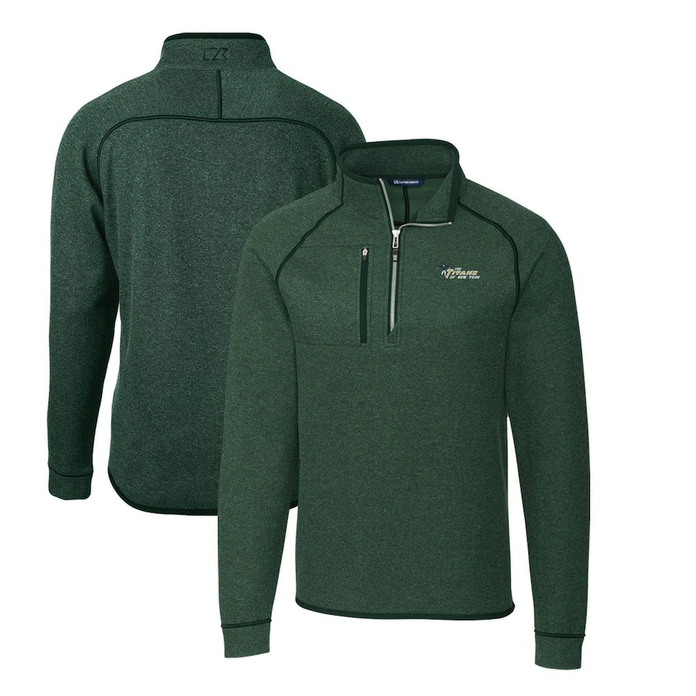 New York Jets Cutter & Buck Mainsail Sweater-Knit Big & Tall Half-Zip Pullover Jacket - Heather Green on sale