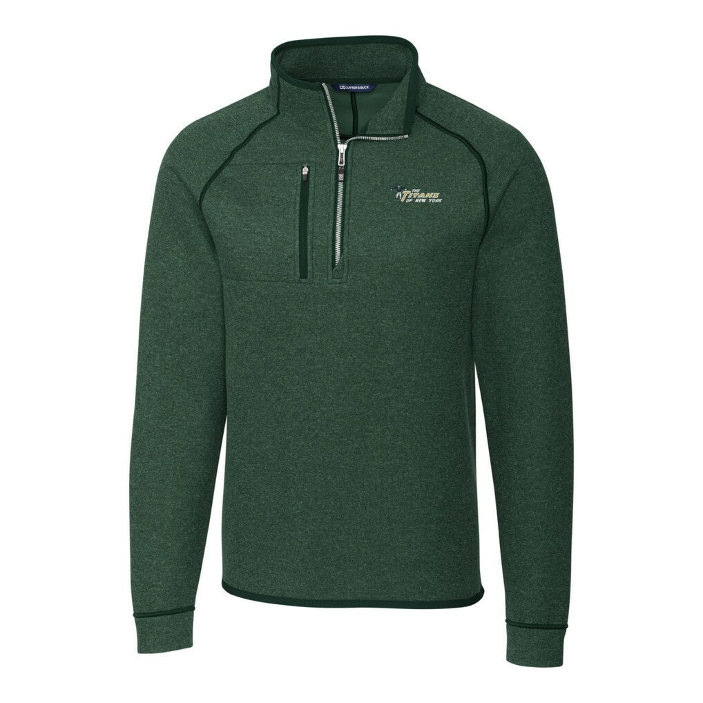 New York Jets Cutter & Buck Mainsail Sweater-Knit Big & Tall Half-Zip Pullover Jacket - Heather Green on sale