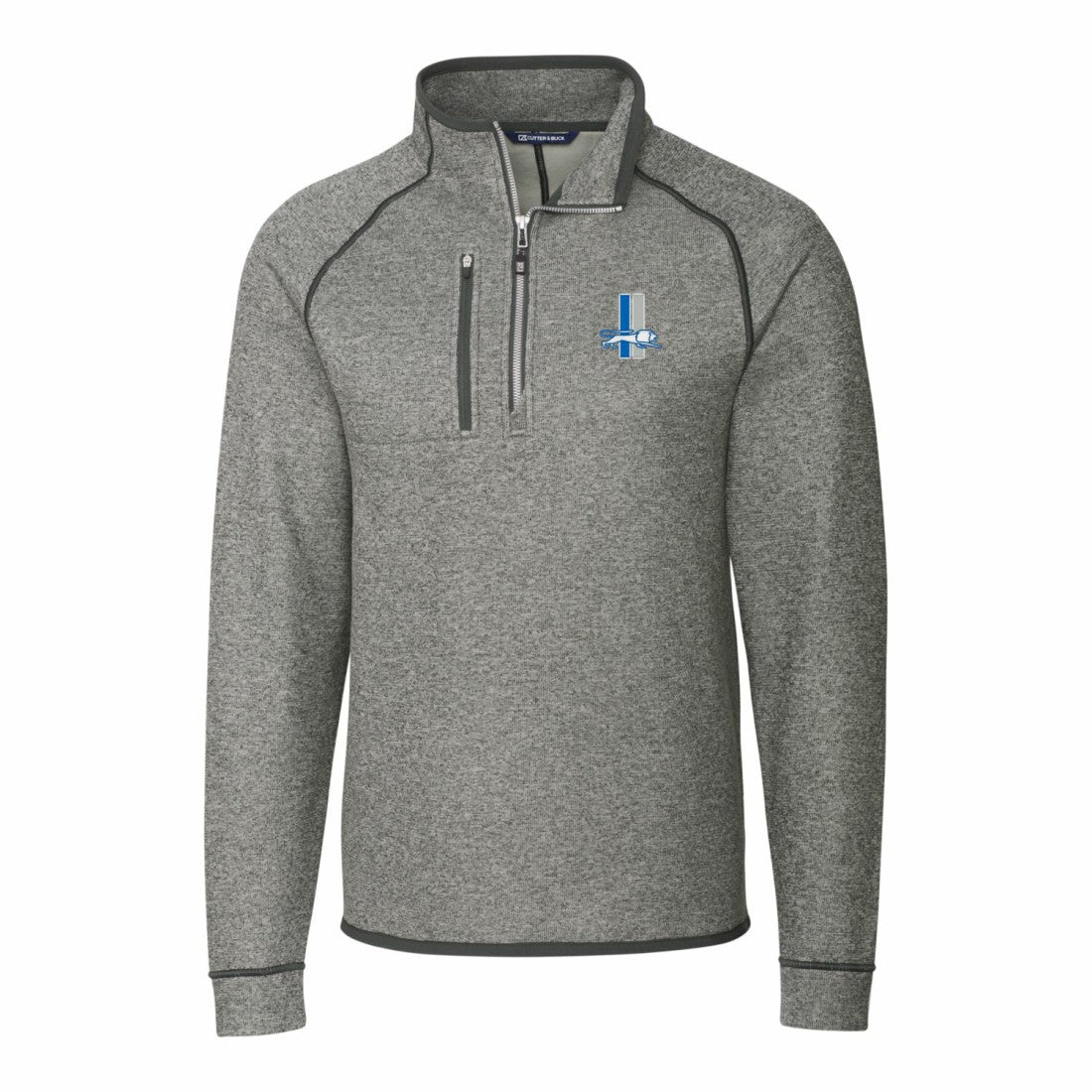 Detroit Lions Cutter & Buck Mainsail Sweater-Knit Big & Tall Half-Zip Pullover Jacket - Heather Gray cheap