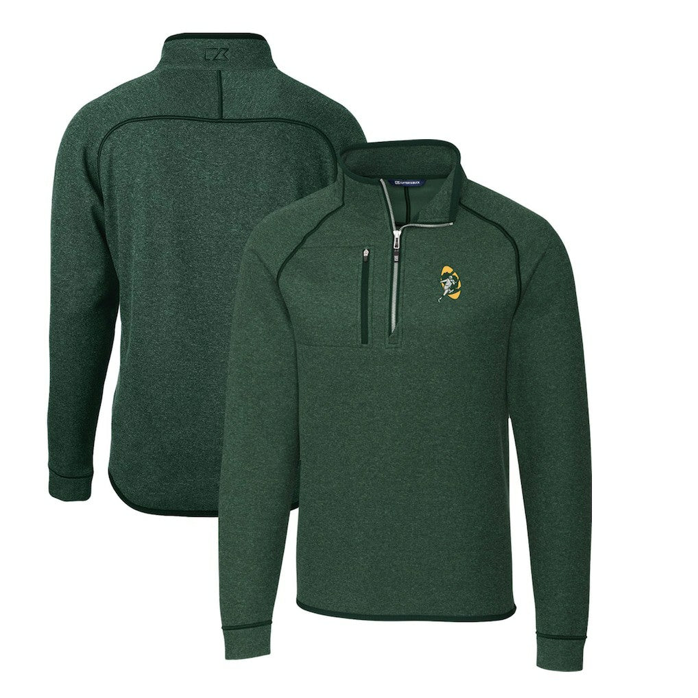 Green Bay Packers Cutter & Buck Mainsail Sweater-Knit Big & Tall Half-Zip Pullover Jacket - Heather Green discount