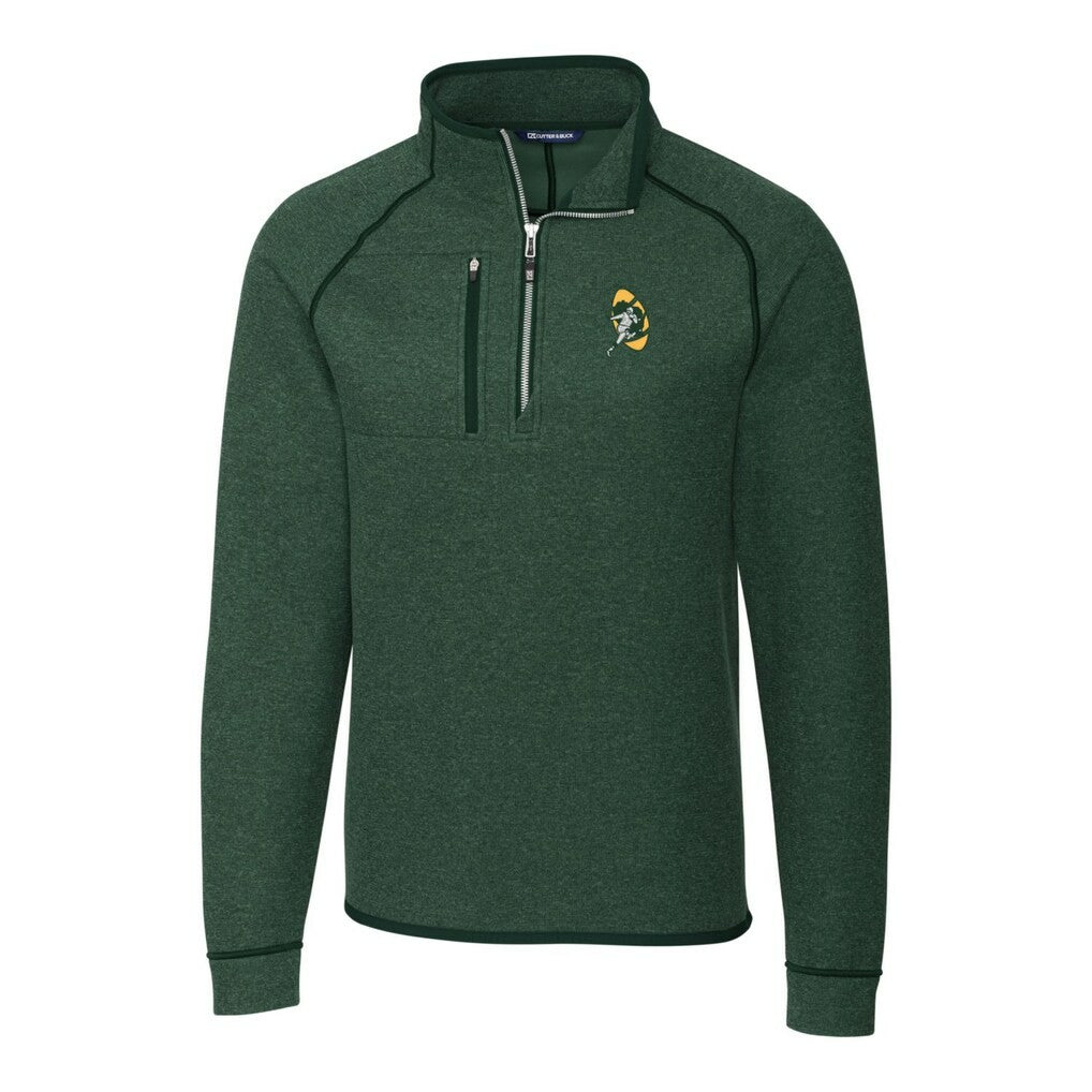 Green Bay Packers Cutter & Buck Mainsail Sweater-Knit Big & Tall Half-Zip Pullover Jacket - Heather Green discount