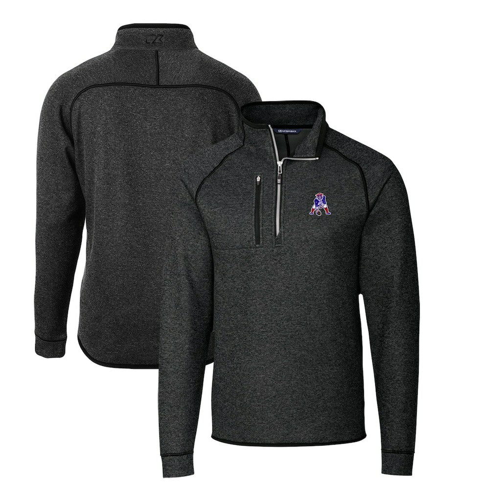 New England Patriots Cutter & Buck Mainsail Sweater-Knit Big & Tall Half-Zip Pullover Jacket - Heather Charcoal outlet