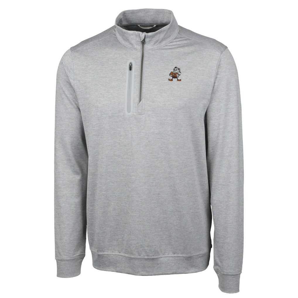 Cleveland Browns Cutter & Buck Stealth Heathered Big & Tall Throwback Logo Quarter-Zip Pullover Top - Gray online