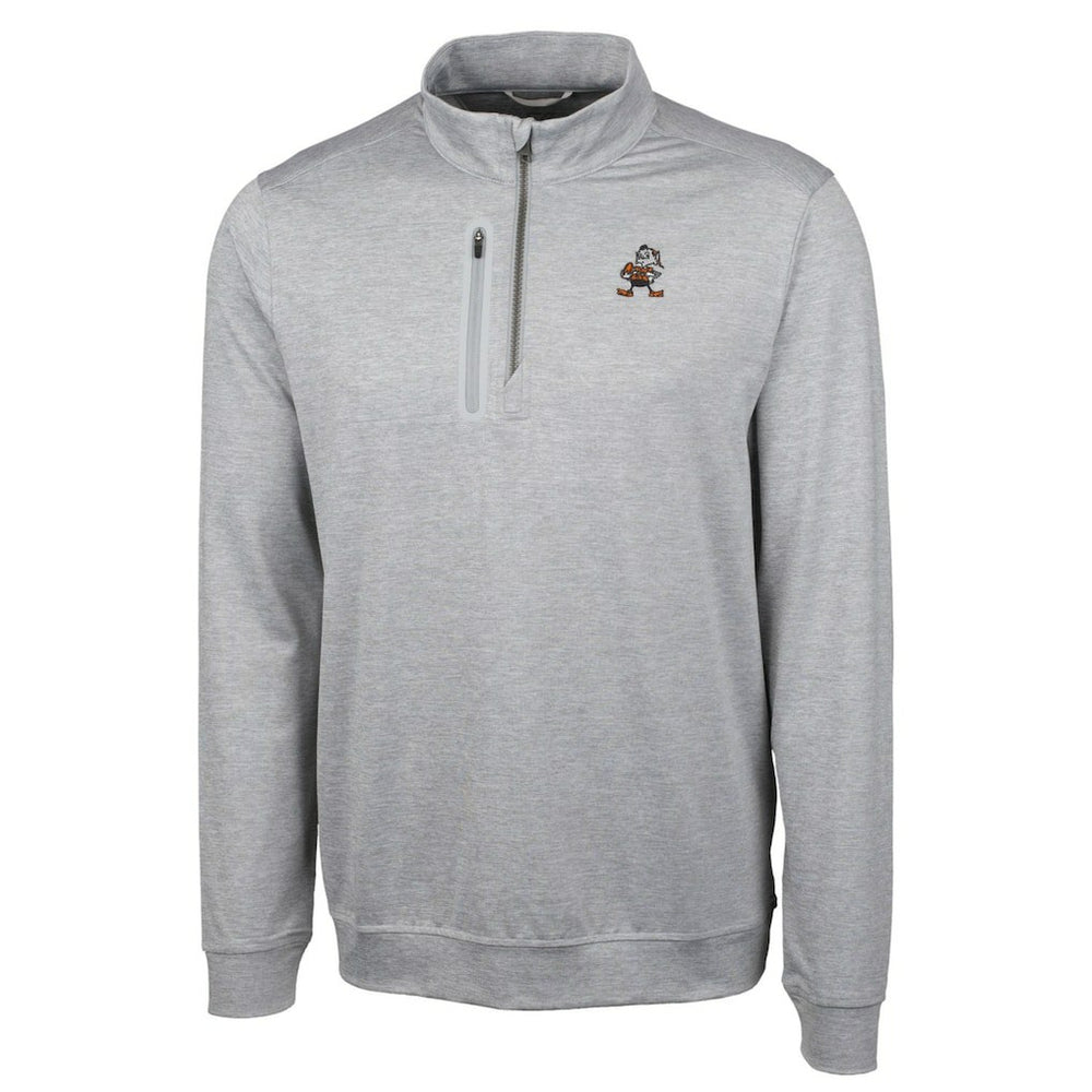 Cleveland Browns Cutter & Buck Stealth Heathered Big & Tall Throwback Logo Quarter-Zip Pullover Top - Gray online