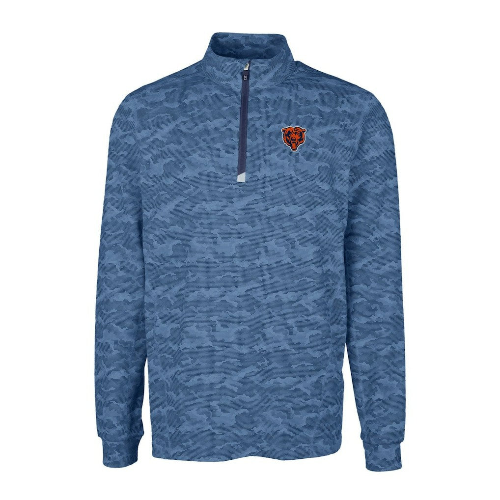 Chicago Bears Cutter & Buck Throwback Logo Big & Tall Traverse Camo Print Stretch Quarter-Zip Pullover Top - Navy for sale
