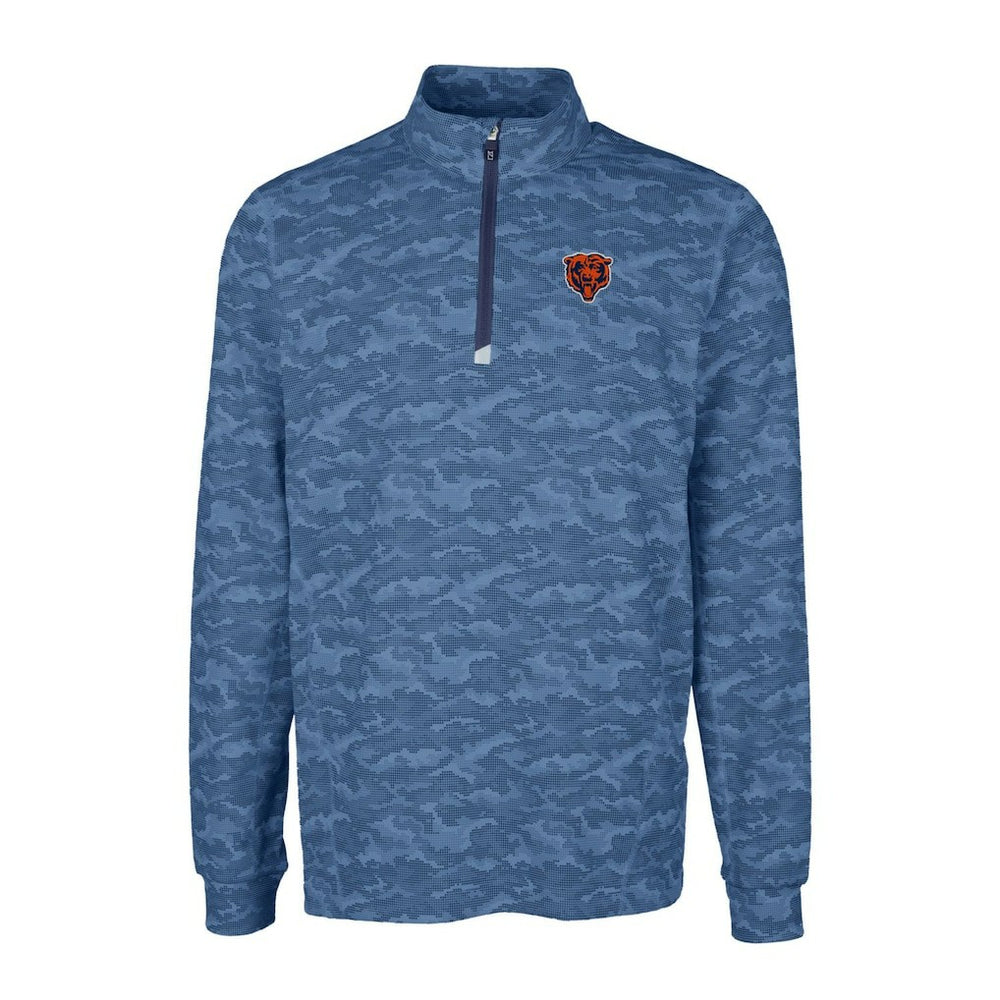 Chicago Bears Cutter & Buck Throwback Logo Big & Tall Traverse Camo Print Stretch Quarter-Zip Pullover Top - Navy for sale