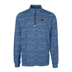 Chicago Bears Cutter & Buck Throwback Logo Big & Tall Traverse Camo Print Stretch Quarter-Zip Pullover Top - Navy for sale