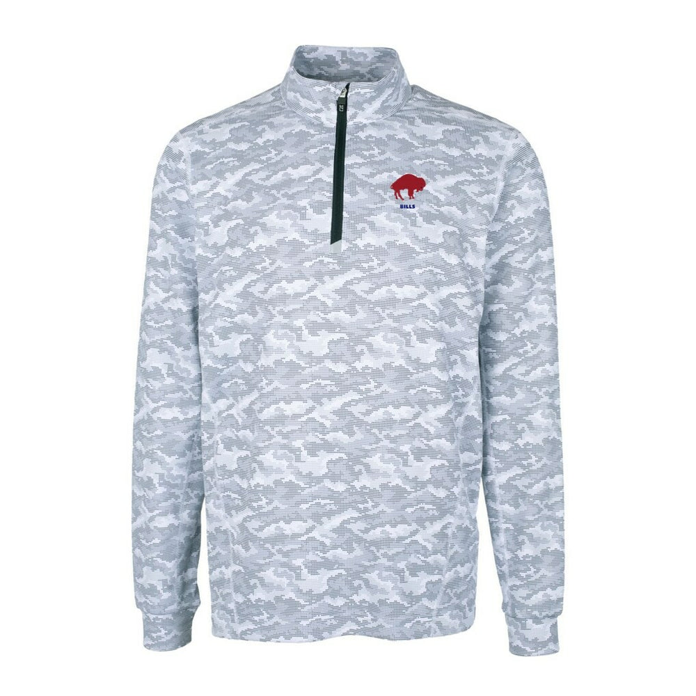 Buffalo Bills Cutter & Buck Throwback Logo Big & Tall Traverse Camo Print Stretch Quarter-Zip Pullover Top - Charcoal on sale