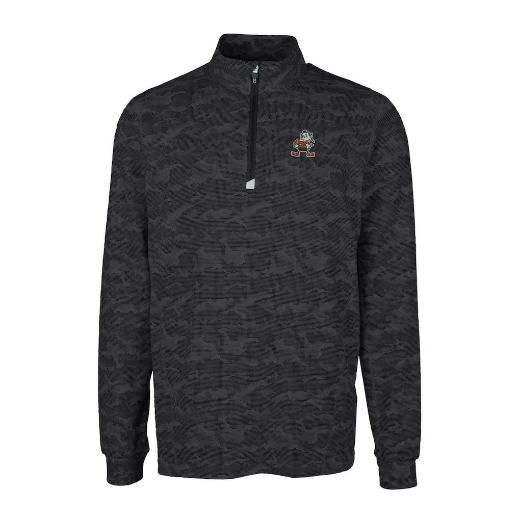 Cleveland Browns Cutter & Buck Throwback Logo Big & Tall Traverse Camo Print Stretch Quarter-Zip Pullover Top - Black discount
