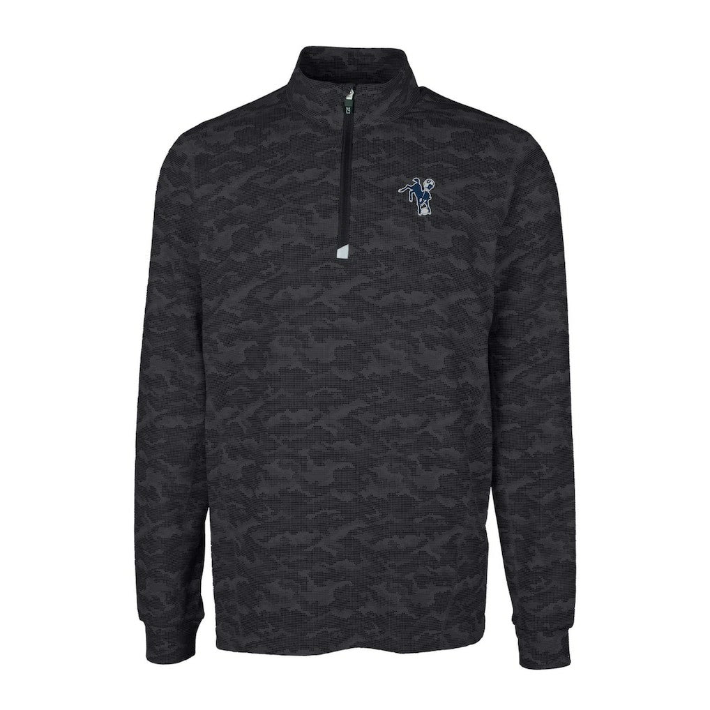 Indianapolis Colts Cutter & Buck Throwback Logo Big & Tall Traverse Camo Print Stretch Quarter-Zip Pullover Top - Black discount