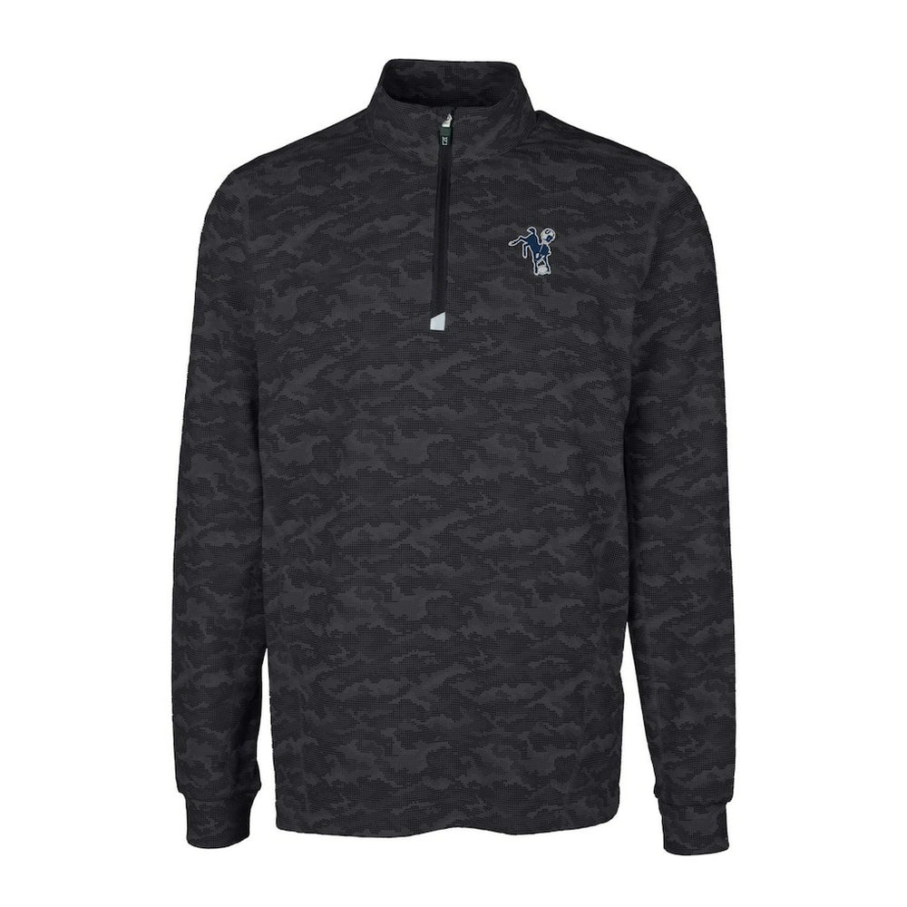 Indianapolis Colts Cutter & Buck Throwback Logo Big & Tall Traverse Camo Print Stretch Quarter-Zip Pullover Top - Black discount