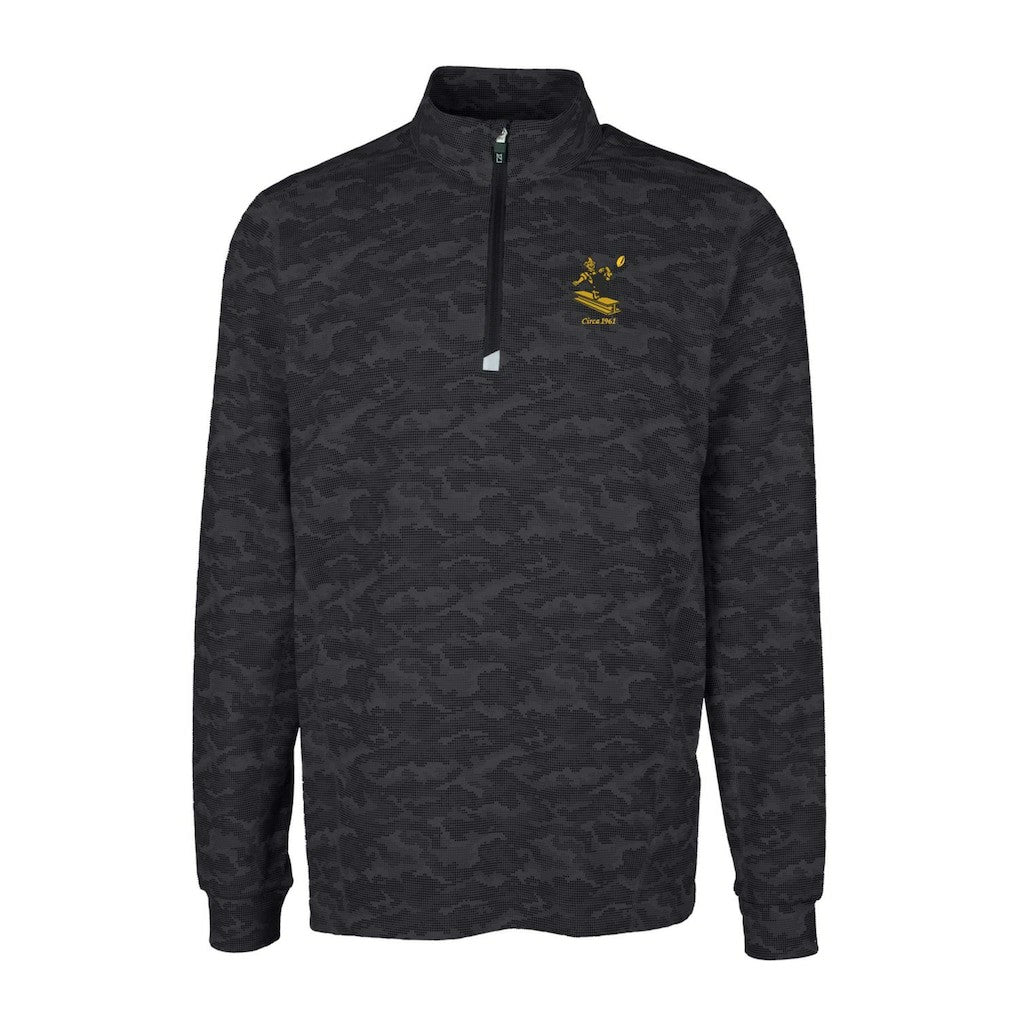 Pittsburgh Steelers Cutter & Buck Throwback Logo Big & Tall Traverse Camo Print Stretch Quarter-Zip Pullover Top - Black cheap