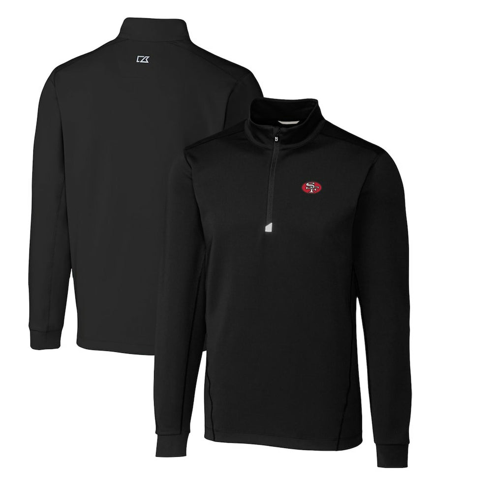 San Francisco 49ers Cutter & Buck Throwback Logo Traverse Stretch Quarter-Zip Big & Tall Pullover Top - Black sale