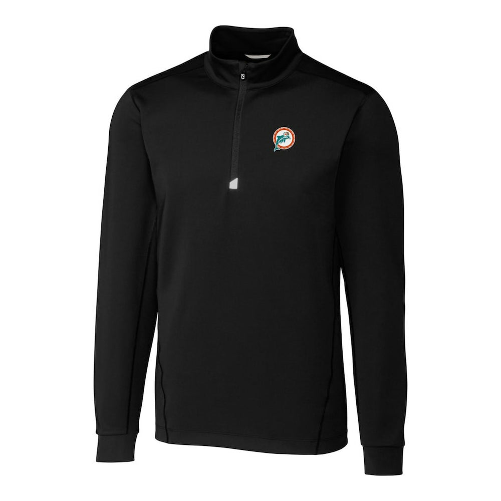 Miami Dolphins Cutter & Buck Throwback Logo Traverse Stretch Quarter-Zip Big & Tall Pullover Top - Black cheap