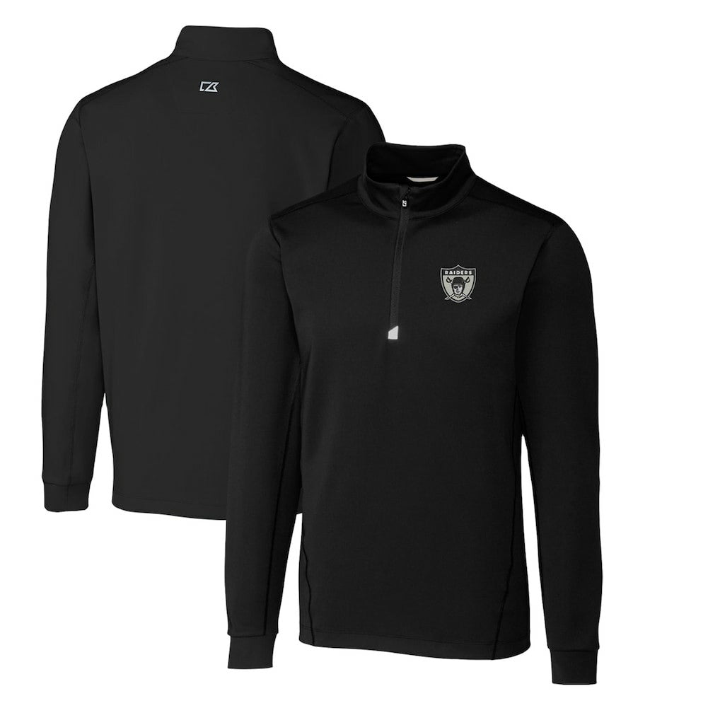 Las Vegas Raiders Cutter & Buck Throwback Logo Traverse Stretch Quarter-Zip Big & Tall Pullover Top - Black cheap