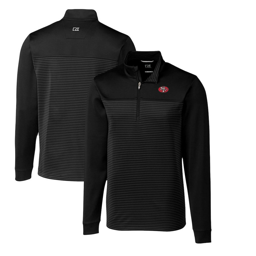 San Francisco 49ers Cutter & Buck Throwback Logo Traverse Stripe Stretch Quarter-Zip Big & Tall Pullover Top - Black sale