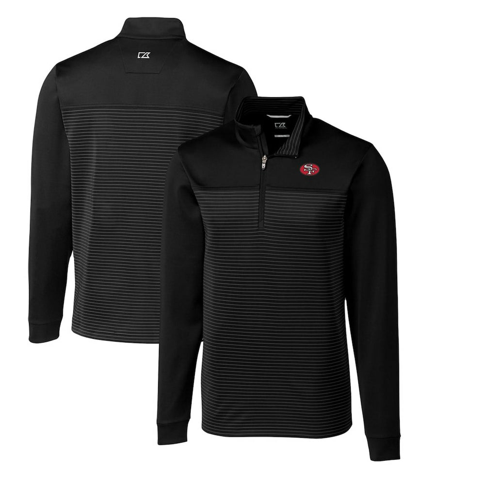 San Francisco 49ers Cutter & Buck Throwback Logo Traverse Stripe Stretch Quarter-Zip Big & Tall Pullover Top - Black sale