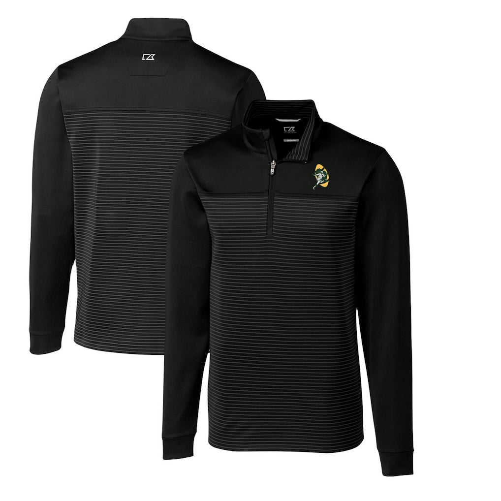 Green Bay Packers Cutter & Buck Throwback Logo Traverse Stripe Stretch Quarter-Zip Big & Tall Pullover Top - Black on sale