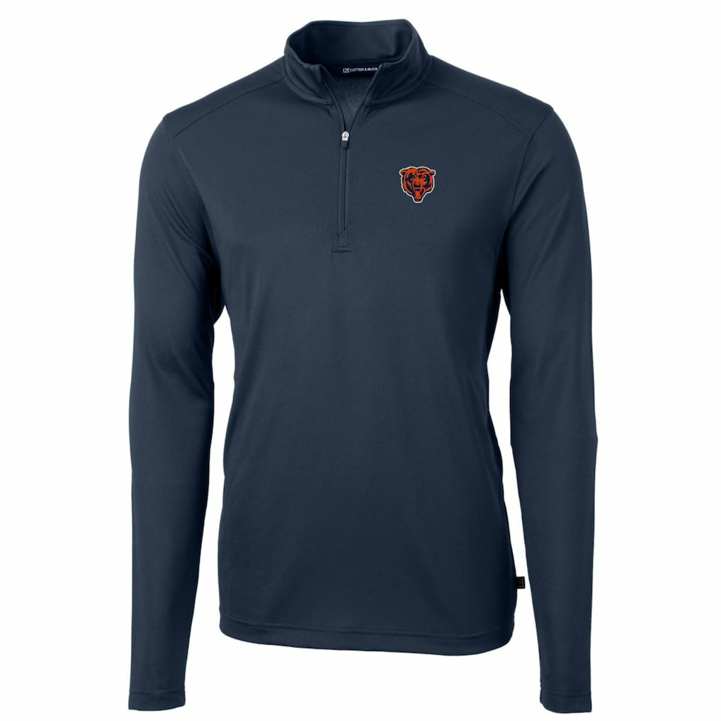 Chicago Bears Cutter & Buck Throwback Logo Virtue Eco Pique Recycled Quarter-Zip Big & Tall Pullover Top - Navy discount