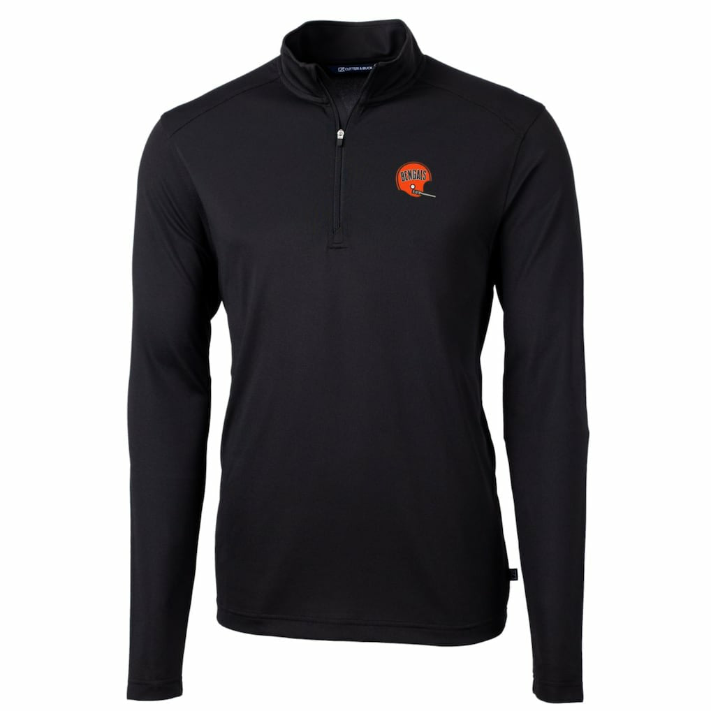 Cincinnati Bengals Cutter & Buck Throwback Logo Virtue Eco Pique Recycled Quarter-Zip Big & Tall Pullover Top - Black discount
