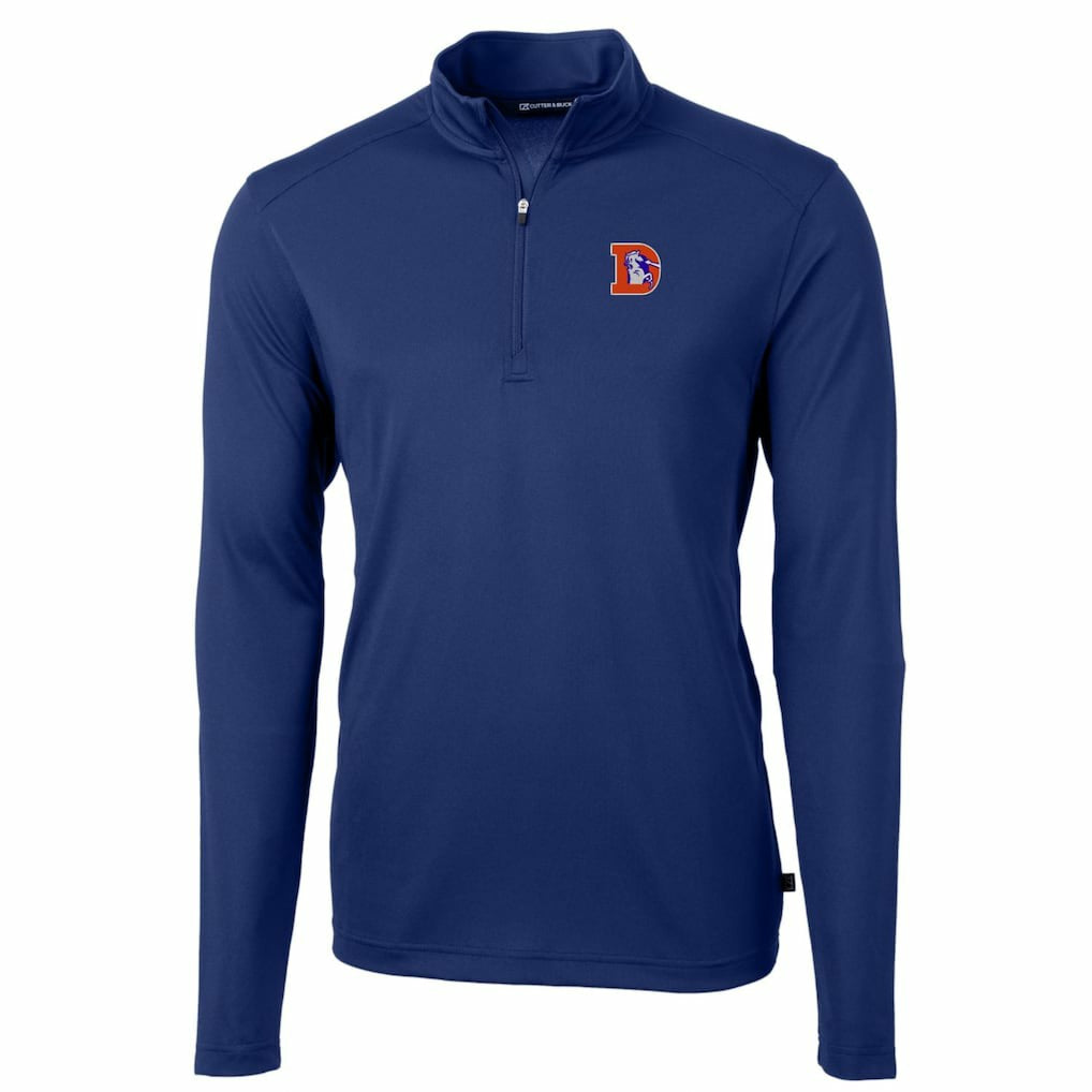 Denver Broncos Cutter & Buck Throwback Logo Virtue Eco Pique Recycled Quarter-Zip Big & Tall Pullover Top - Royal cheap