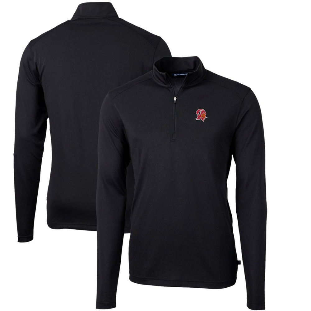 Tampa Bay Buccaneers Cutter & Buck Throwback Logo Virtue Eco Pique Recycled Quarter-Zip Big & Tall Pullover Top - Black online