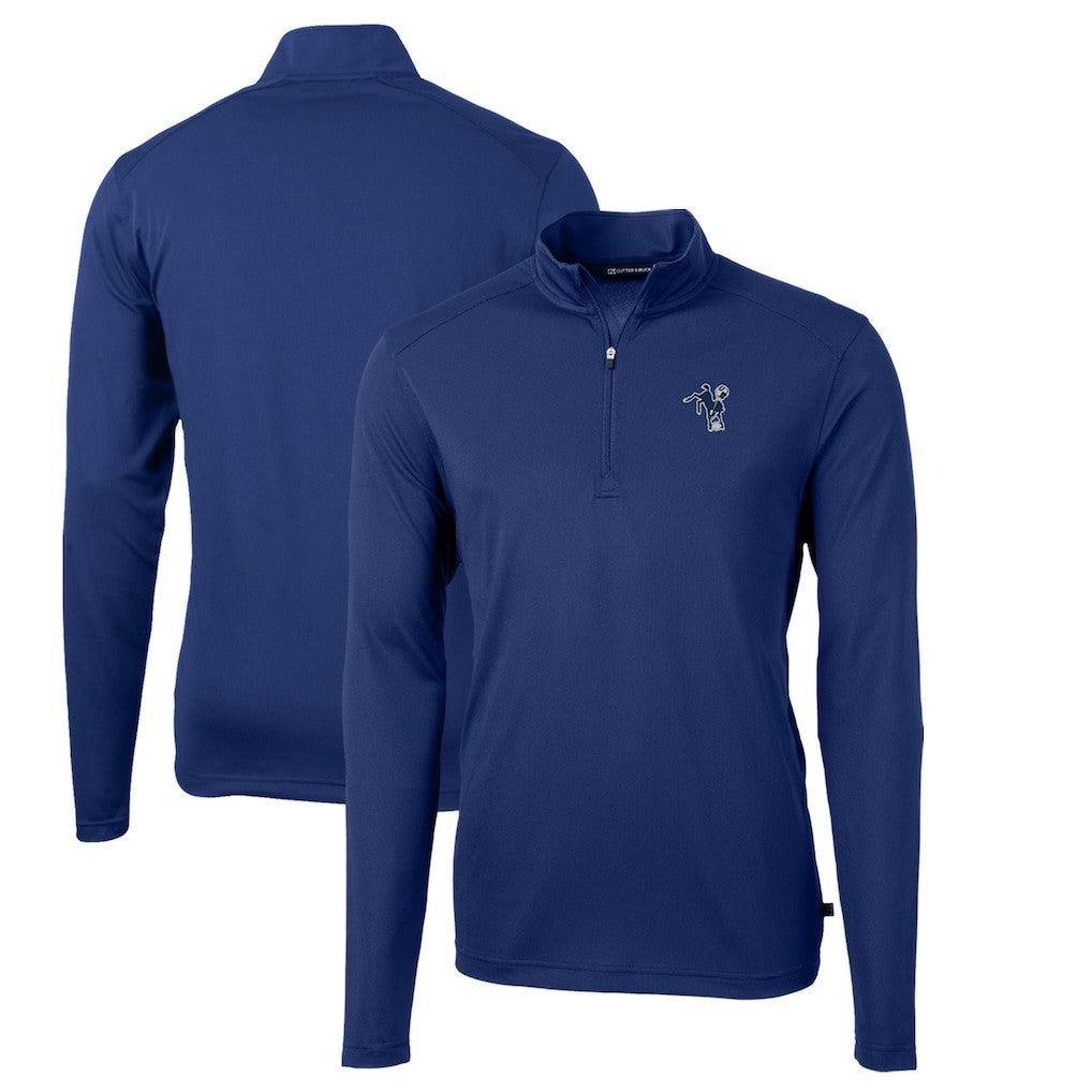 Indianapolis Colts Cutter & Buck Throwback Logo Virtue Eco Pique Recycled Quarter-Zip Big & Tall Pullover Top - Royal outlet