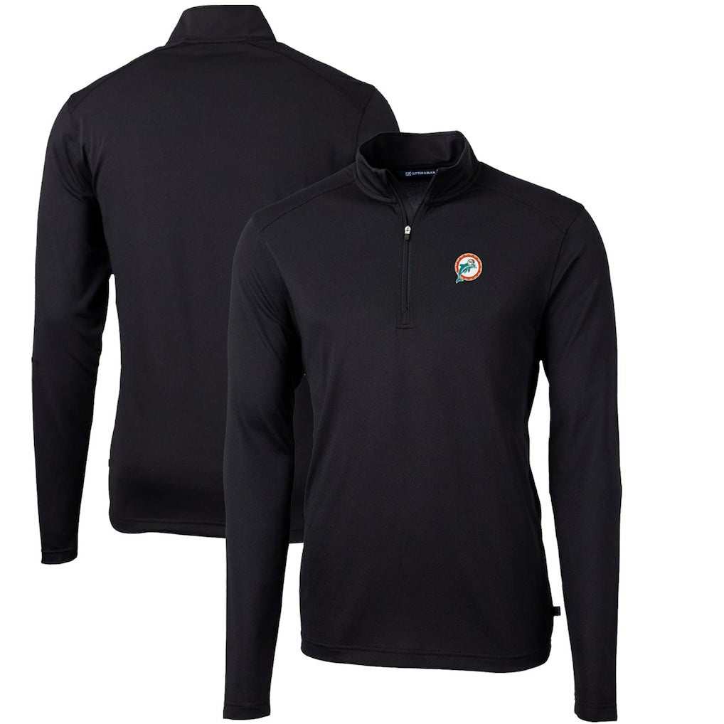 Miami Dolphins Cutter & Buck Throwback Logo Virtue Eco Pique Recycled Quarter-Zip Big & Tall Pullover Top - Black online
