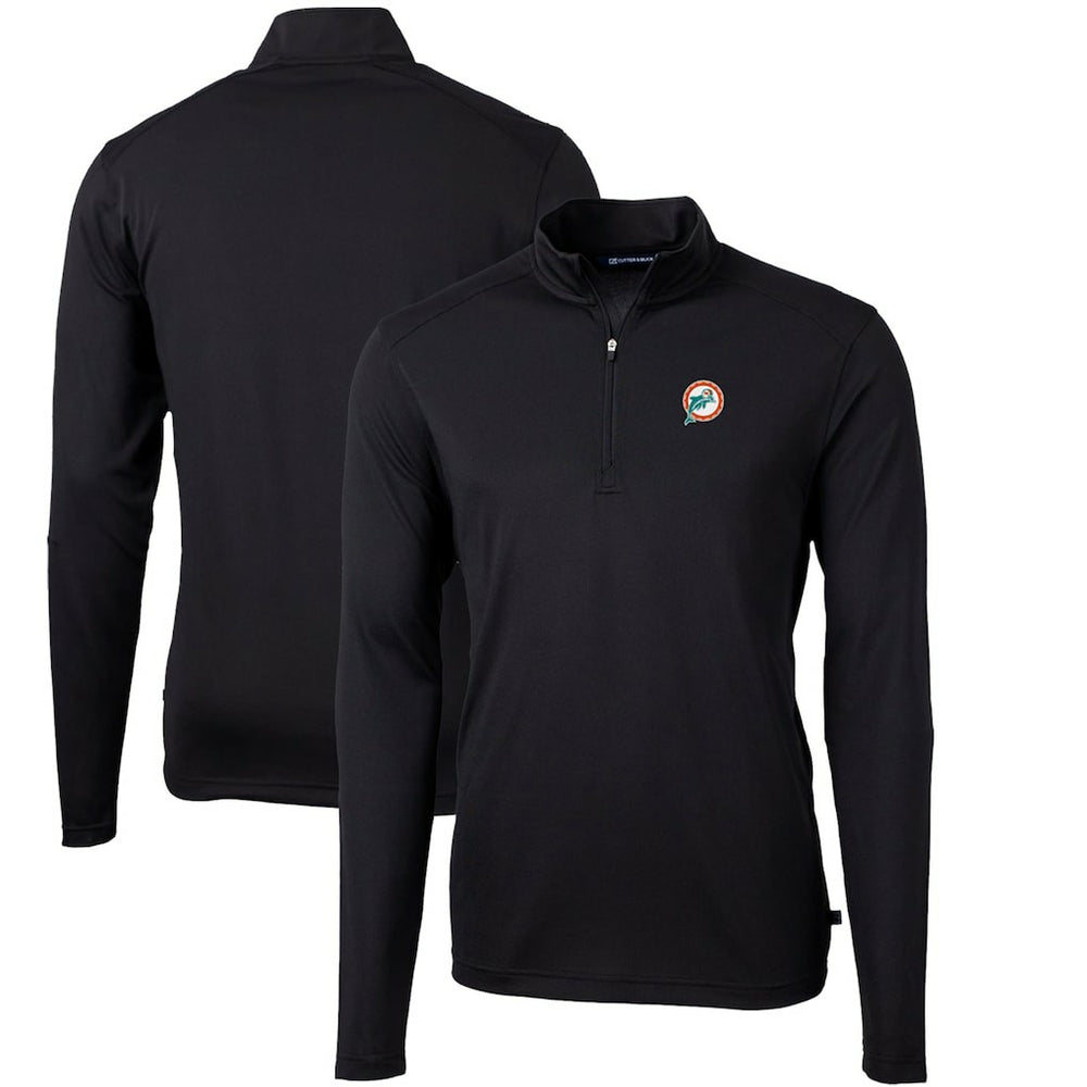Miami Dolphins Cutter & Buck Throwback Logo Virtue Eco Pique Recycled Quarter-Zip Big & Tall Pullover Top - Black online