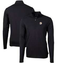 Miami Dolphins Cutter & Buck Throwback Logo Virtue Eco Pique Recycled Quarter-Zip Big & Tall Pullover Top - Black online