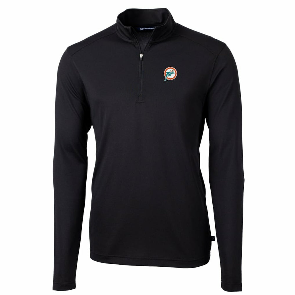 Miami Dolphins Cutter & Buck Throwback Logo Virtue Eco Pique Recycled Quarter-Zip Big & Tall Pullover Top - Black online
