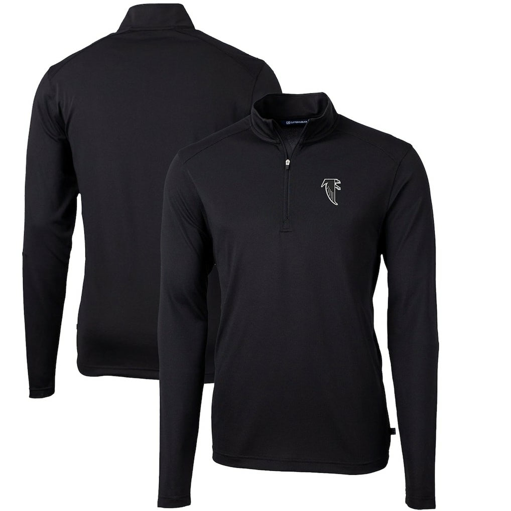 Atlanta Falcons Cutter & Buck Throwback Logo Virtue Eco Pique Recycled Quarter-Zip Big & Tall Pullover Top - Black on sale