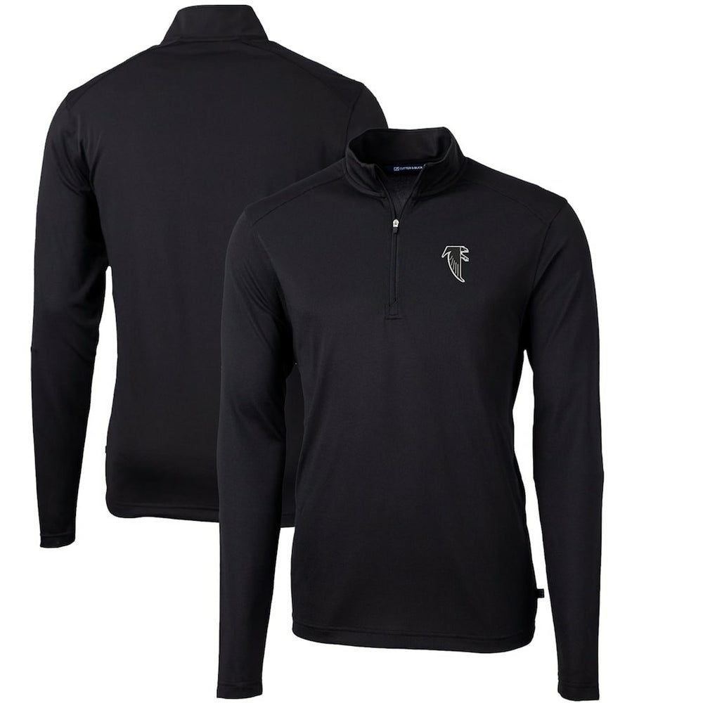 Atlanta Falcons Cutter & Buck Throwback Logo Virtue Eco Pique Recycled Quarter-Zip Big & Tall Pullover Top - Black on sale