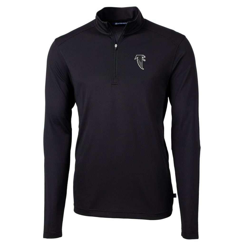 Atlanta Falcons Cutter & Buck Throwback Logo Virtue Eco Pique Recycled Quarter-Zip Big & Tall Pullover Top - Black on sale
