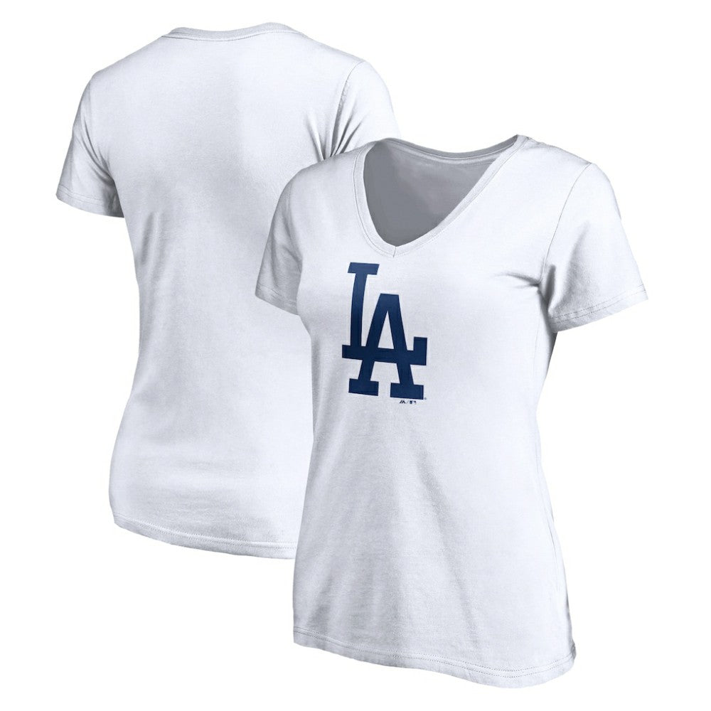 Los Angeles Dodgers Women's Official Logo V-Neck T-Shirt White