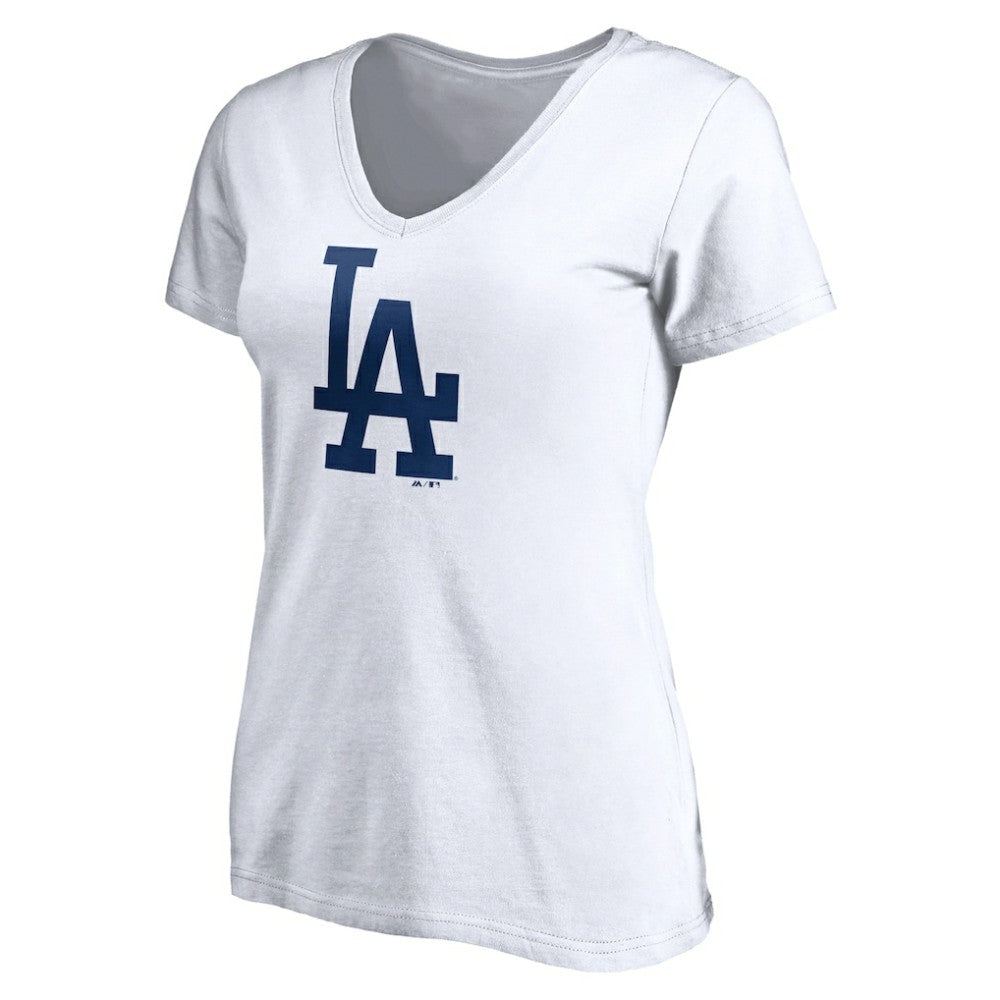 Los Angeles Dodgers Women's Official Logo V-Neck T-Shirt White